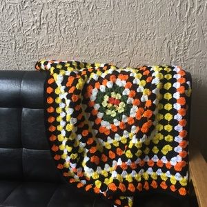 Vintage Granny Square Handmade Crochet Afghan Blanket